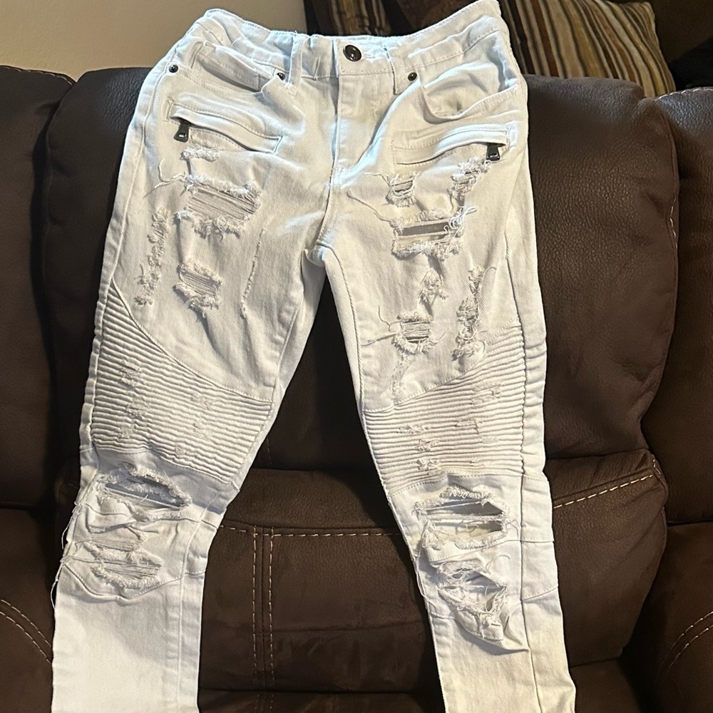 Teen Boy’s Rue 21 White Skinny Supreme Flex Jeans.  Size 28/32